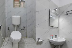 two pictures of a bathroom with a toilet and a sink at Super Collection O New Town Near OM Sweets Formerly Shiva Inn in kolkata
