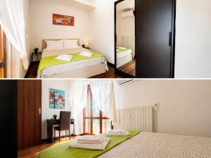 two pictures of a bedroom with a bed and a room at B&B Colombo in Pisa