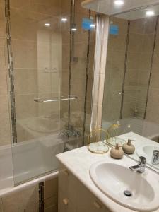 a bathroom with a sink and a shower at Superbe maison calme au centre ville in Blois