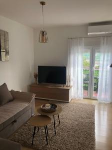 ein Wohnzimmer mit Sofa und Fernseher in der Unterkunft Apartman Alpeza in Grude
