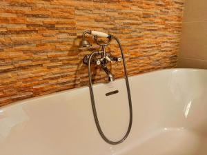 a bath tub with a shower head on a brick wall at Sítio D'Elvas in Elvas +43 photos