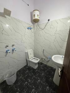 a bathroom with a toilet and a sink at Hotel Gold in Faridabad