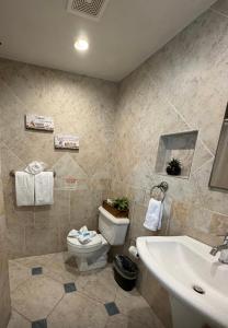 a bathroom with a toilet and a sink at Hotel Ponce de Leon in Miami +32 photos