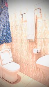 a bathroom with a toilet and a sink at Montana Stay B&B in Ruhengeri +19 photos