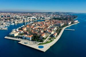 an aerial view of an island in the water at CentRooms Kovac1 in Zadar