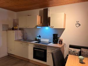 a kitchen with a sink and a stove top oven at Nur ein paar Schritte zum Dümmersee in Hüde +3 photos