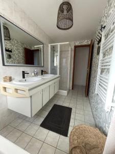 a bathroom with a sink and a mirror at La grande ourse in Panazol