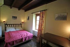 a bedroom with a bed and a window at Pierre-brune in Saint-Priest-Taurion