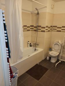 a bathroom with a tub and a toilet and a shower at Repos chez l habitant in Rennes
