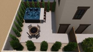 a model of a patio with a table and chairs at Casa De Hot Springs in La Verkin