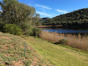 a body of water next to a grassy field at Long Thin Farm in Stilbaai