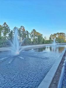 a pool of water with two water fountains at Beachline Oasis in Jacksonville