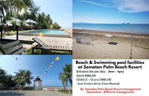 a collage of pictures of the beach and a resort at Harmony Serene 3BR Nomad Sematan Beach Resort in Sematan