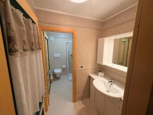 a bathroom with a sink and a toilet at Cèsa Aurora in Canazei