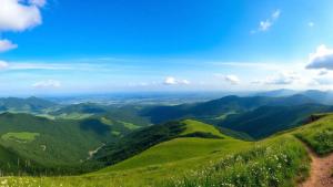 a view of the mountains from the top of a mountain at Hotel zur Lichtenburg in Ostheim
