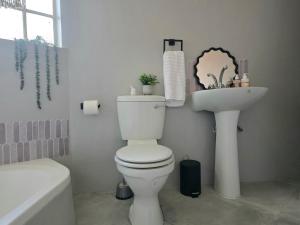 a bathroom with a toilet and a sink at Grey Crescent living in Welkom