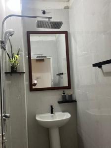 a bathroom with a sink and a mirror at Two room flat in colombo 5 in Narahenpita