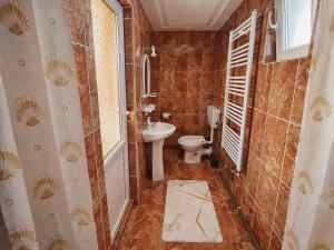 a bathroom with a toilet and a sink at Casa Marinca in Ocna Şugatag +13 photos