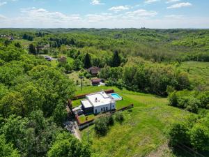 an aerial view of a house in the woods at Villa Tomaté in Velika Buna