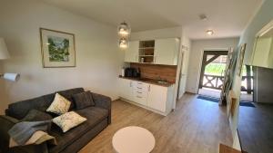 a living room with a couch and a kitchen at Stara Broznja in Burg