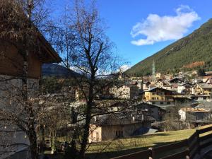 Blick auf eine Stadt in den Bergen in der Unterkunft Baitin Finferlo in Valdidentro