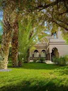 a house with two palm trees in the yard at Villa Mano in Marrakesh