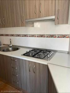 a kitchen with a stove and a sink at Casa Villa Zarcillo in Torreorgaz