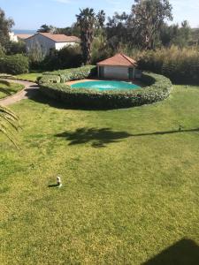 a small swimming pool in a landscaped yard at casa del pescatore in San-Nicolao