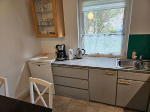 a small kitchen with a sink and a window at Perdöhl-Wittenburg in Wittenburg