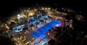 an overhead view of a swimming pool at night at BBr in Jacqueville