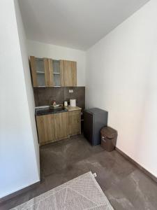 a kitchen with a sink and a trash can at Stan na dan Berane in Berane +6 photos