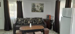 a living room with a couch and a table at Colt de rai in Secăria