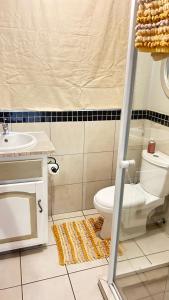 a bathroom with a toilet and a sink at Artzy's Studio - 1km to Olivedale Clinic in Northriding