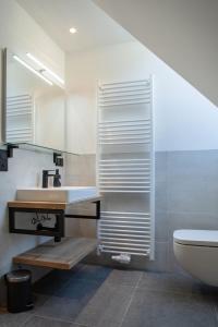 a bathroom with a sink and a toilet at Das Detox Almhaus in Pusterwald +85 photos