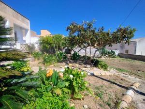 a garden with flowers and trees and a building at Adamo Flat in Bisciano