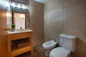a bathroom with a toilet and a sink and a mirror at Balcones al Nahuel II in San Carlos de Bariloche +12 photos
