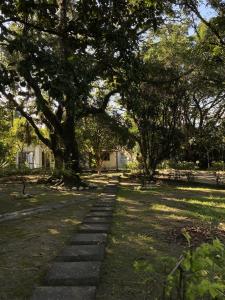a path in a park with trees and grass at Pousada Ypê Amarelo in Itatiaia