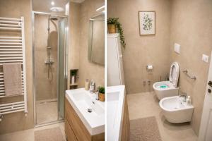 a bathroom with a shower and a sink and a toilet at Casa Maria in Oria