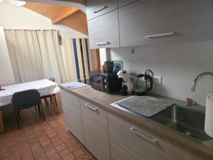 a kitchen with a sink and a counter top at Ferienwohnungen JoJaSa in Laces