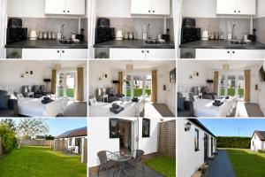 a collage of photos of a house at Lytton Tree Lodge Self-Catering Garden Lodges - Near Southwold in Reydon