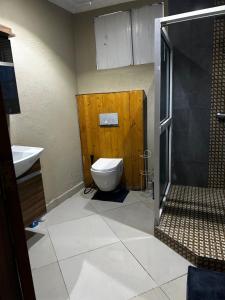 a bathroom with a toilet and a sink and a shower at Amalis in Moroni