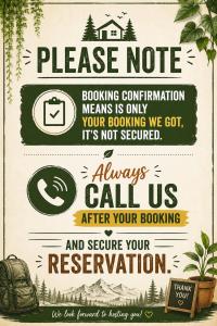 a sign that reads disease noteagging confinement means its only your booking we got at The Travellers Nest in Siliguri