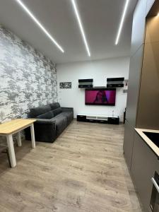 a living room with a couch and a flat screen tv at Appartamento Svetlana Segrate in Segrate