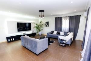a living room with two couches and a tv at Duplex MNE in Douala