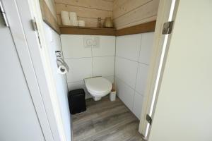 a bathroom with a toilet in a small room at Chalet Zijdewind in Zijdewind +17 photos