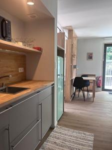 a kitchen with a sink and a counter top at Secret garden 3 in Mellehoek