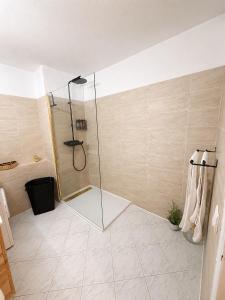 a shower with a glass door in a bathroom at Le Saint Michel - MENTON#MONACO - 6 PERSONS - Parking- bord de mer in Menton +27 photos