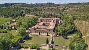 an aerial view of a large mansion with trees at Le chant du Cèdre in Gabian