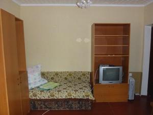 a bedroom with a bed and a tv on a dresser at Ksenia pansionat in Skhidnitsa