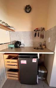 a small kitchen with a counter and a sink at Casa Choique in Villa El Chocón +5 photos